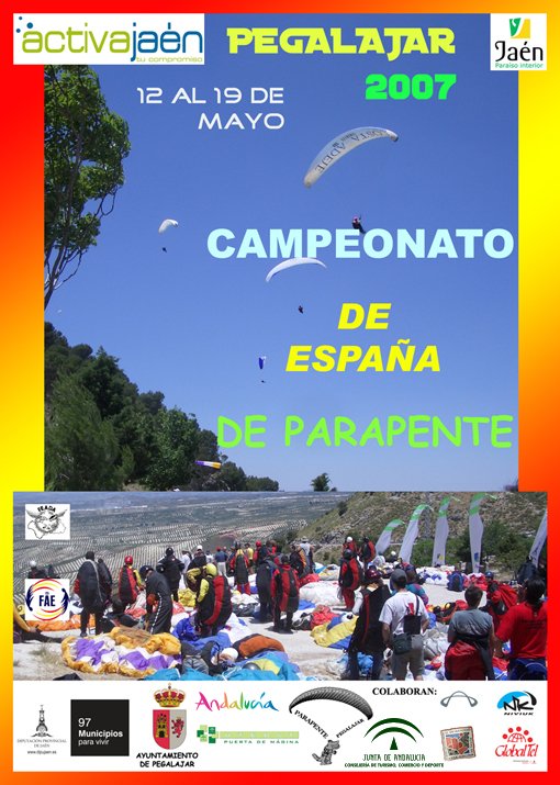 En este momento estás viendo PRP. Del 12 al 19 de mayo tendrá lugar en Pegalajar (Jaén) el Cto. de España de Parapente 2007.