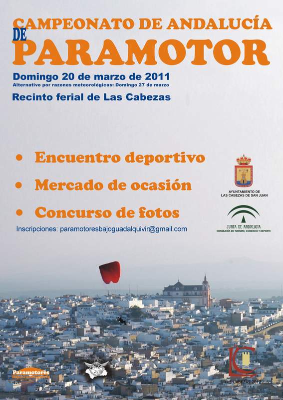 En este momento estás viendo PRM. Convocatoria Cto. de Andalucía de Paramotor 2011. Las Cabezas de San Juan, 20 de marzo.